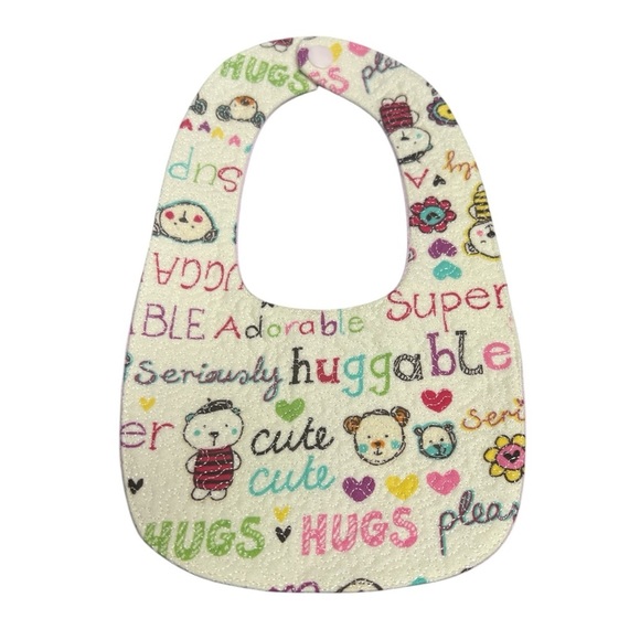 Hand Crafted Baby Bib with snap closure cotton snuggle flannel reversible - Picture 2 of 9